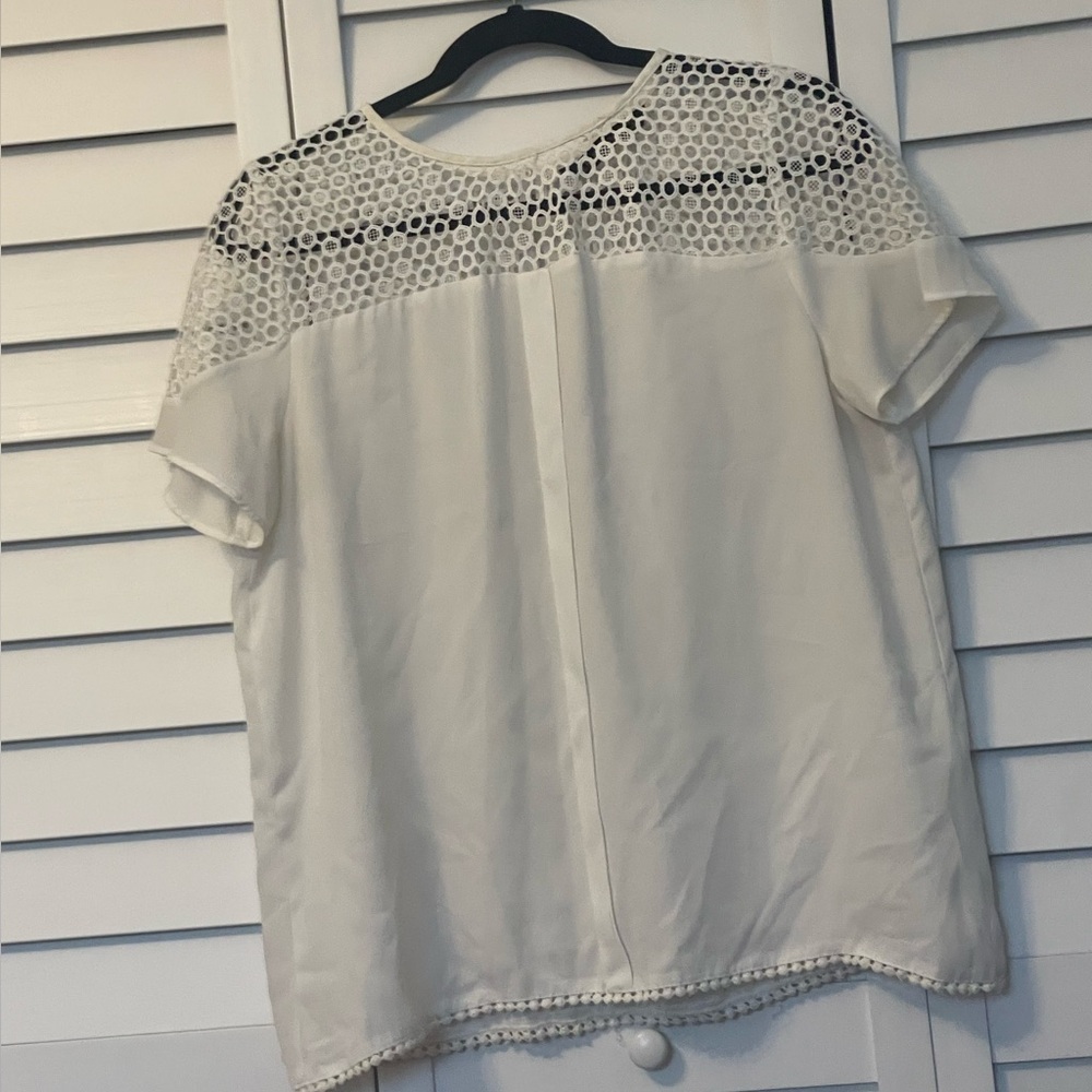 Zara white blouse with eyelet panel. Size XL